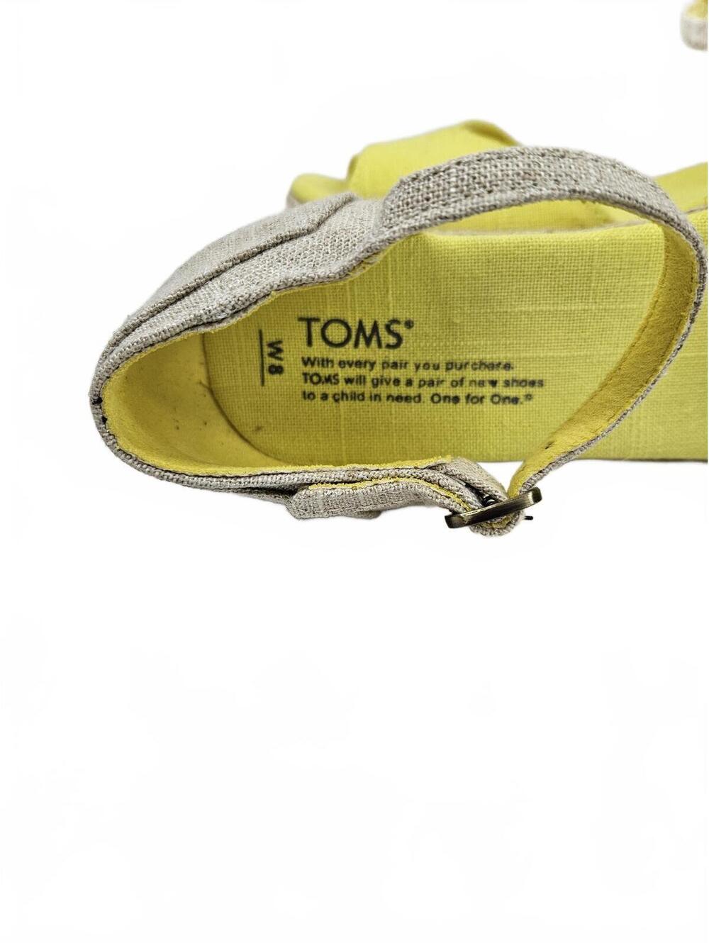 TOMS Women's Yellow Peep Toe Ankle Strap Wedge Sandals Size 8 - Picture 5 of 7